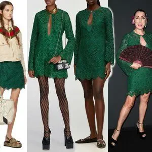Gucci | Dresses | Gucci Dress Long Sleeve Green Floral Lace